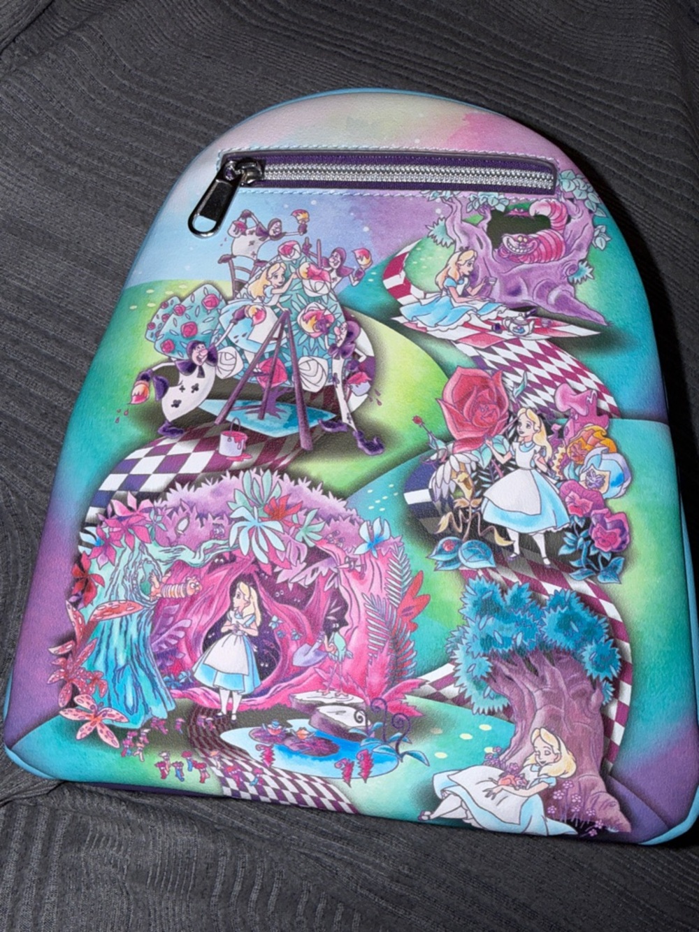 Loungefly Blue and Purple Alice Crossbody Mini Backpack